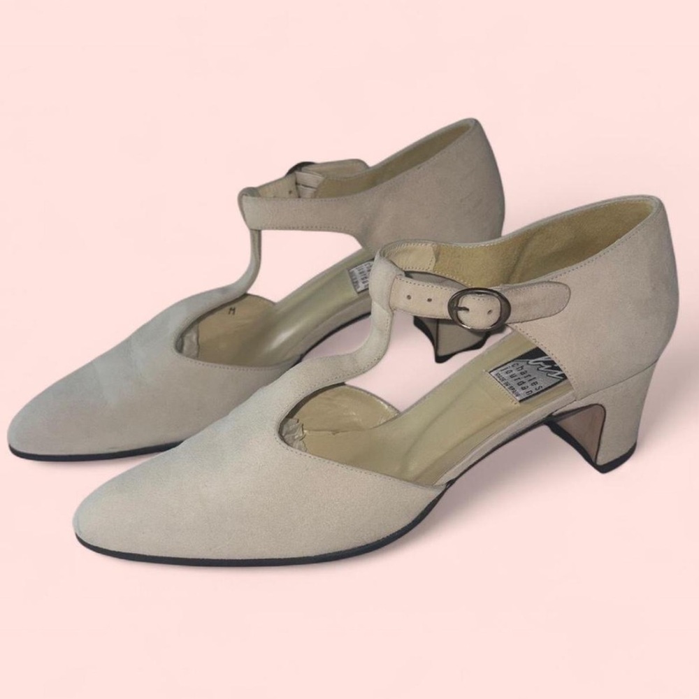 Charles Jourdan Cream T-Strap Heels